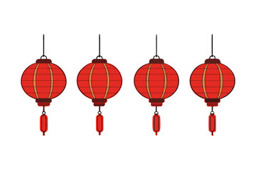 set of Chinese lantern hanging vector illustration isolated on white background