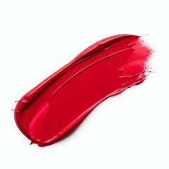 Vibrant red lipstick swatch showing texture and rich pigmentation on a white background