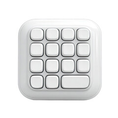 Square, white, compact keyboard with 16 keys
