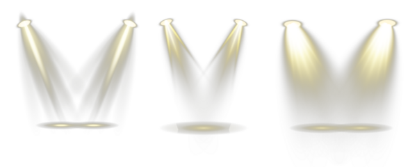 Bright warm yellow spotlight set illuminating softly. Abstract golden beam effect isolated PNG for divine glow, banner, or background design.