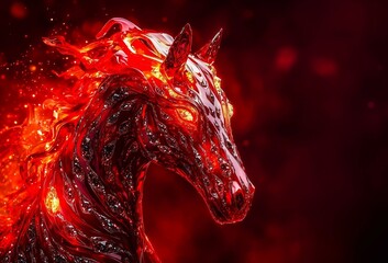 A red fiery horse with a glowing mane of flames, symbolizing the Year of the Fire Horse in the 2026 Chinese calendar