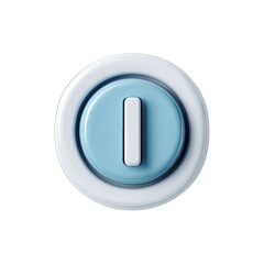Light-blue and white button with off icon
