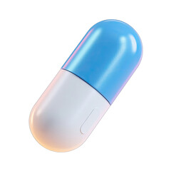 3D rendering of a light blue and white capsule