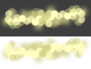 Light blur decoration with many defocused luminous spots. Circular overlapping cluster with