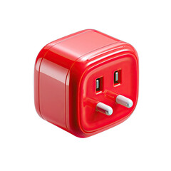 Red, square power adapter