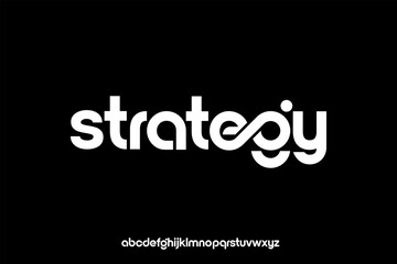 Fototapeta premium Creative strategy wordmark logo with a modern custom font alphabet.