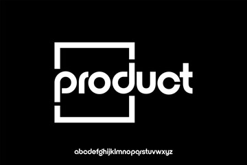 Modern minimalist product logo design with a complete lowercase alphabet set.