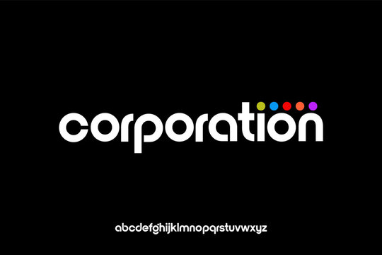 Modern lowercase alphabet font with a creative corporation logotype design.