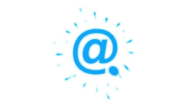 A vibrant blue at sign icon with a creative splash effect, symbolizing digital connection, email, and online communication. A simple graphic element for modern design