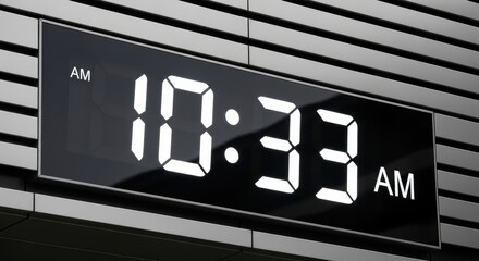 Digital wall clock displaying time with am indicator