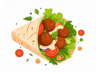Minimal Flat Middle Eastern Falafel Wrap Design