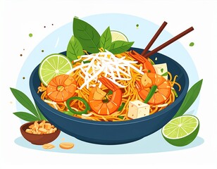Minimal Flat Thai Pad Thai Vector Art