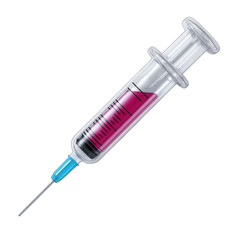 Medical syringe with magenta liquid