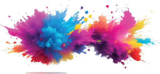 Colorful powder explosion vibrant splash effect with mixed colors great for Holi festival designs and creative backgrounds