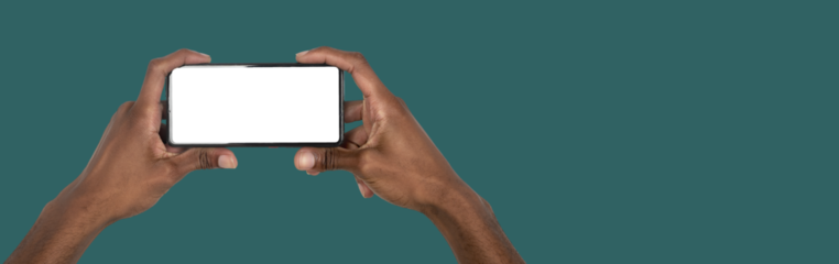 Modern device mockup with clean screen in hand, concept for app presentation or social media