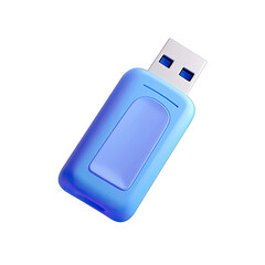 Light-blue USB flash drive, angled, 3D render