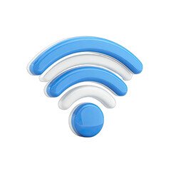 Blue and white Wi-Fi symbol, 3D rendered