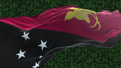 Papua New Guinea flag - Waving flag on matrix binary code background - Powered by Adobe