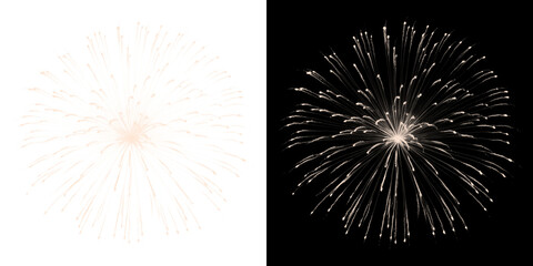 Two light-colored fireworks burst against a dark background © Tania