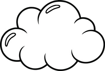 Cute Cloud Line Art Minimal Black Outline Drawing on White Background