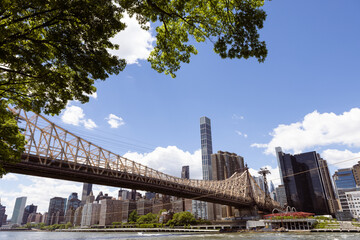 Queensborough Bridge Over East River with Manhattan Skyline 