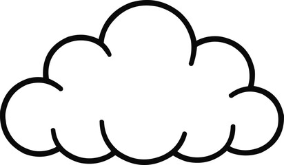 Cute Cloud Line Art Minimal Black Outline Drawing on White Background