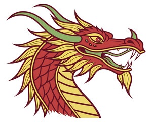 Chinese dragon head silhouette vector illustration isolated on white background