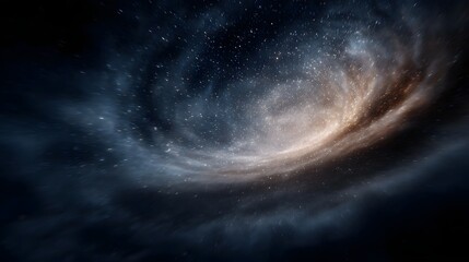 Fototapeta premium A swirling cosmic nebula illuminated by distant stars and glowing gas creating a vast and mysterious deep space vista
