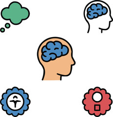 Mental Focus and Clarity Icon Set Flat Vector Symbols for Productivity and Mindfulness