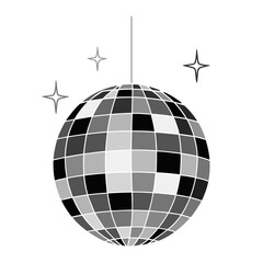 Disco ball with stars. Retro music party shining sphere