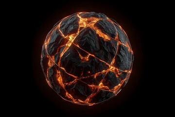 Fototapeta premium Generative AI- burning ball on black background