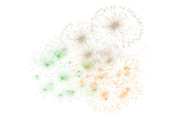 Obraz premium Firework explosion of green, beige and orange ink splashes on black