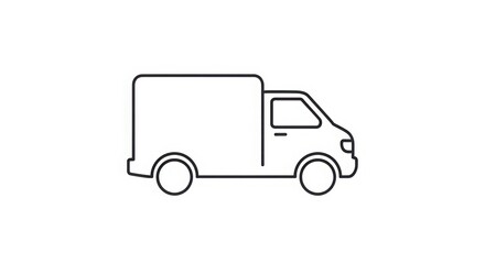 Minimalist Delivery Van Outline Icon For Shipping Logistics