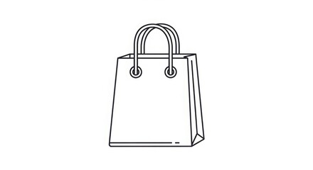 Minimalist Line Art Shopping Bag Icon For Ecommerce