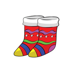 Colorful Christmas Socks Cartoon Vector Illustration