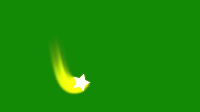 Twinkling shining stars sparkle animation, white cartoon doodle stars with glowing glitter dust trails, 2D flat vector twinkle motion effect, green background, 4K loop video