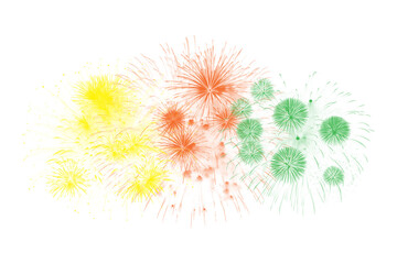 Obraz premium Festive bursts of yellow, orange, and green paint, abstract fireworks