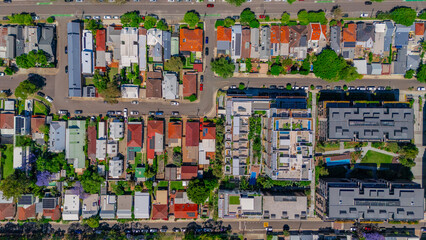 Panorama Drone Aerial view of Summer Hill Lewisham Ashfield of Suburban federation residential houses in Sydney NSW Australia