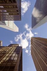 Skyscrapers and Blue Sky: Urban Skyline View