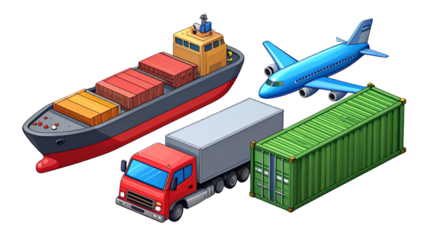  Playful Freight Icons Collection –plen and kargo track shipe Ship, Truck, Airplane, and Container PNG