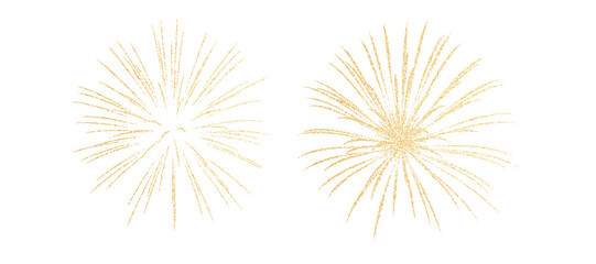Golden fireworks on a transparent background