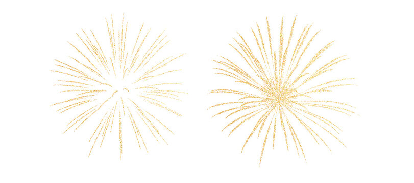 Golden fireworks on a transparent background