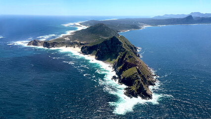 Aerial view of Cape Point and the Cape of Good Hope, Cape Peninsula, South Africa.