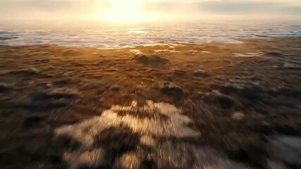 Ocean ice landscape sunrise horizon water arctic sea frozen nature travel adventure scenery blue cold - Powered by Adobe