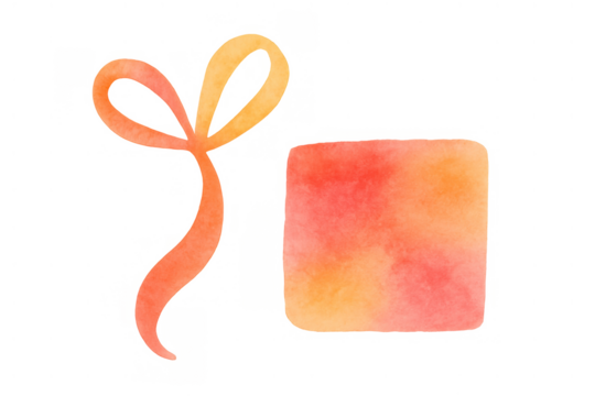 Orange and red watercolor gift box element with a vibrant bow ribbon, celebrating birthdays, holidays, and special occasions - Powered by Adobe