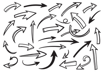 Collection of handdrawn arrows in various shapes and directions, perfect for adding a touch of whimsy to your designs