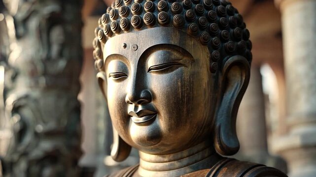 Tranquil Buddha: The serene face of Buddha, etched in exquisite detail, exudes peace and mindfulness, inviting a moment of reflection and inner stillness.
