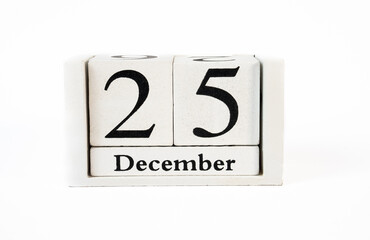 Minimal Christmas calendar with date December 25, symbolizing Christmas Day, clean white festive composition for winter holiday themes. High quality photo