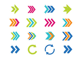 Collection of colorful arrows pointing in different directions, perfect for adding a vibrant touch to your designs
