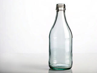 empty glass bottle. bottle, glass, drink, water, isolated, empty, transparent, object, liquid, white, alcohol, beverage, vodka, blue, container, wine, clear, nobody, reflection, refreshment, clean, co